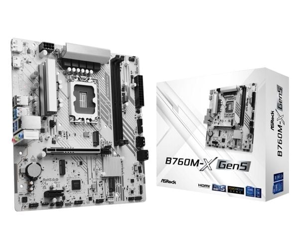 Asrock B760M-X Gen5, Intel, LGA 1700, Intel Core i5 12th Gen, Intel Core i5 13th Gen, Intel Core i5 14th Gen, Intel Core i3 14th Gen,..., DDR5-SDRA...
