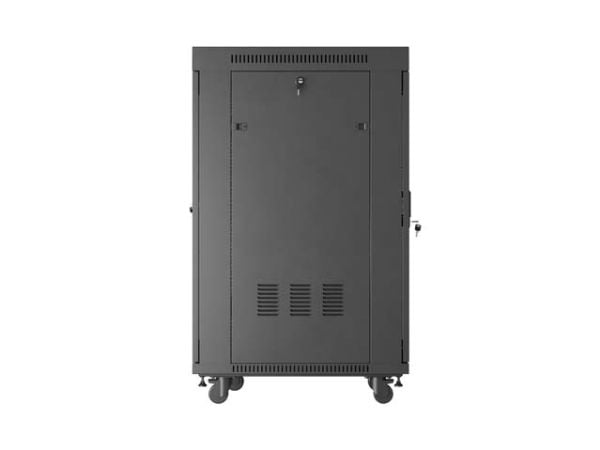 Lanberg FF01 series V2 - Rack skap - 600 x 800, flat pack, with glass door, LCD - med termostat, 4 kjølevifter - fritt stående - svart, RAL 9004 - ...