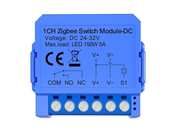 1-kanavainen ZigBee-kytkinmoduuli jännitteettömällä kontaktilla Avatto ZWSM16-DC32V-1