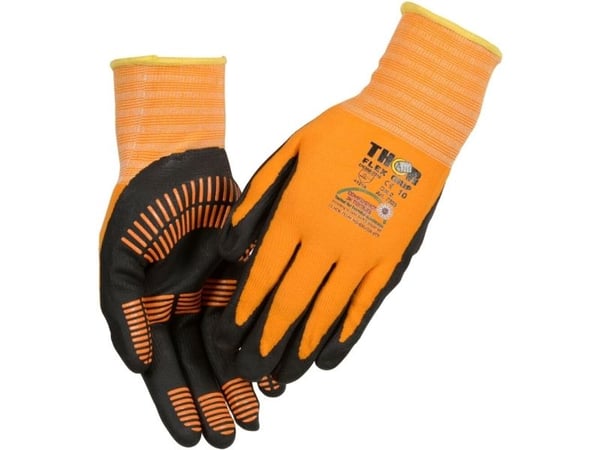 Sormeen upotettava nitriilikäsine, THOR Flex Grip, 7, musta, nitriili/polyesteri