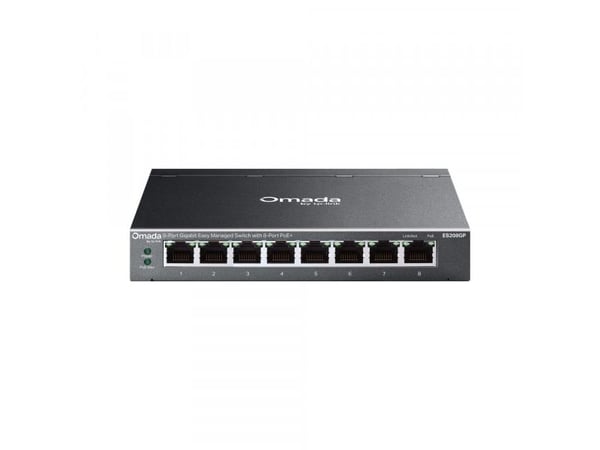 TP-Link Omada ES208GP, Håndtert, L2, Gigabit Ethernet (10/100/1000), Strøm over Ethernet (PoE), Rack-montering, DIN rail