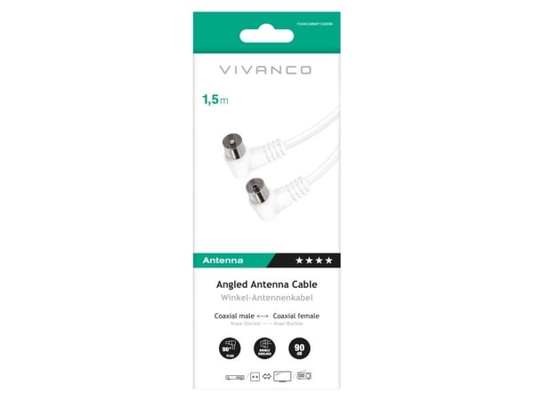 Vivanco VVANCABMF15090W, 1,5 m, Koaksial, Koaksial, Hvit