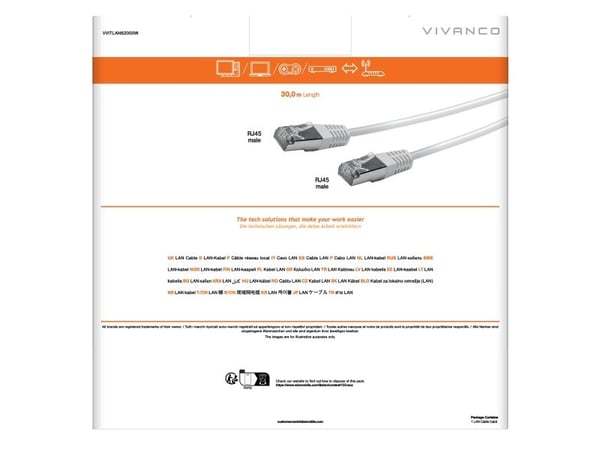 Vivanco VVITLAN62000W, 20 m, Cat6, RJ-45, RJ-45, Hvit