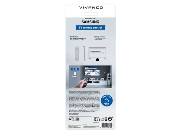 Vivanco VVREMOTESAM, TV, langaton IR, painikkeet, musta