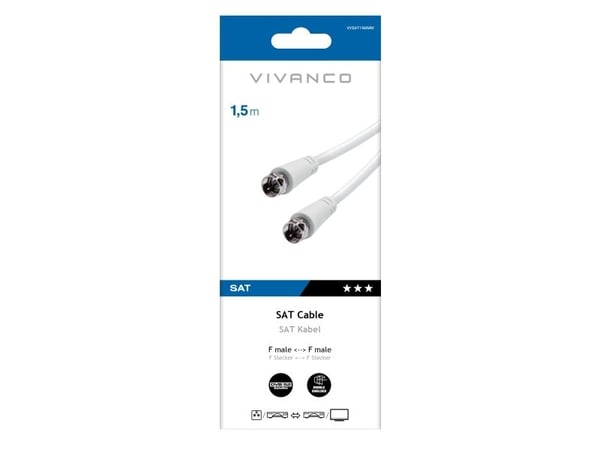 Vivanco VVSAT15MMW, 1,5 m, F-typ, F-typ, Vit