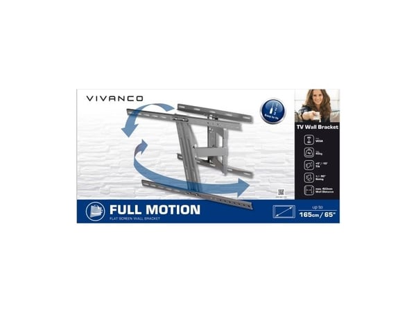 Vivanco VVTVVESA60045XLOK, 165,1 cm (65"), 200 x 200 mm, 600 x 400 mm, -15 - 5°, -45 - 45°, Svart