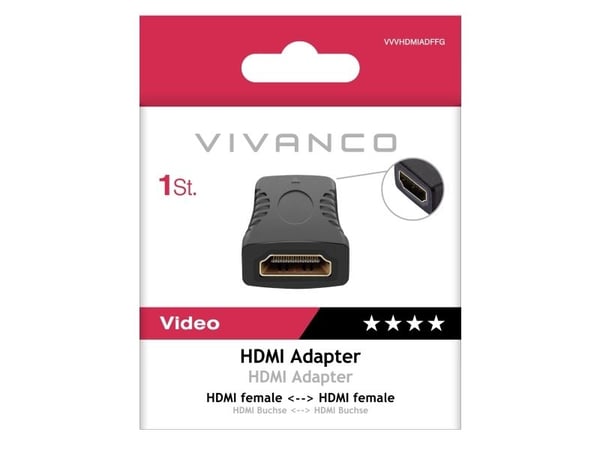 Vivanco HDMI-til-HDMI-adapter for tilkobling av to HDMI-kabler