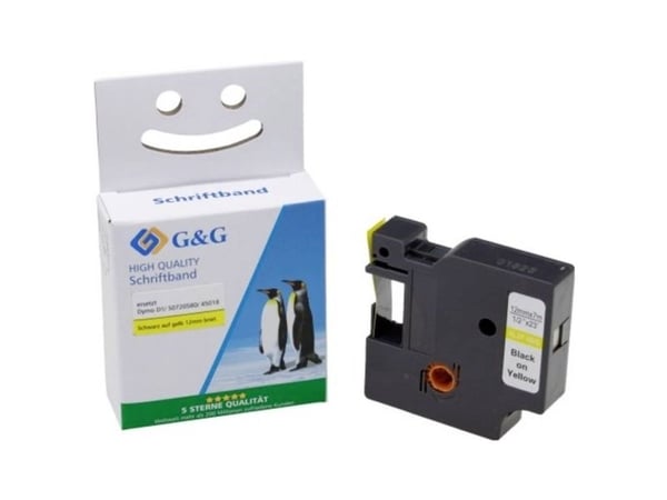G&G skriftbånd 12mm x 7m sw-gb (komp. m. Dymo D1/45018/S072058)