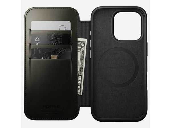 Nomad Modern Leather Folio, Etui, Apple, iPhone 16 Pro, 16 cm (6.3"), Grønn