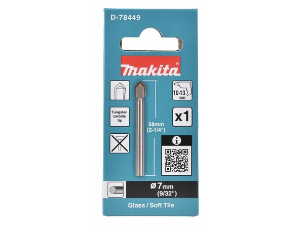 Makita D-78449, Borr, Glasborr, Högerrotation, 3 mm, 51 mm, Glas