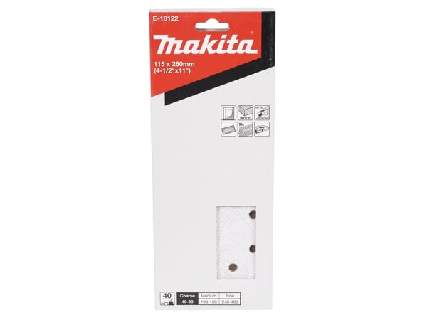 Makita E-18122, Sandpapper, Trä, Metall, Målning, Aluminiumoxid, Makita, Silver, Rektangulär