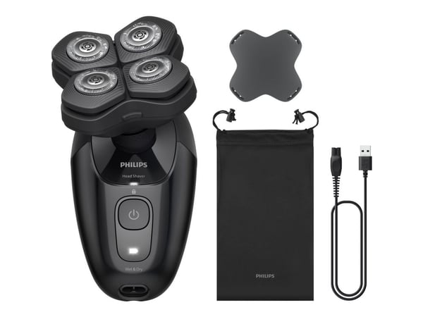 Philips 5000 series Head Shaver Pro HS5980/15 ComfortCut-terillä varustettu parranajokone, Märkä ja kuiva, Akku, musta