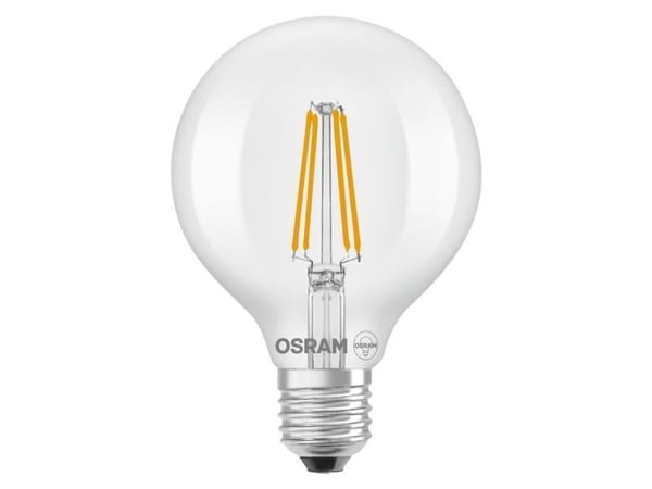 OSRAM CLASSIC - LED-filamentlyspære - form: G95 - klar finish - E27 - 3.8 W (ekvivalent 60 W) - klasse A - varmt hvitt lys - 2700 K