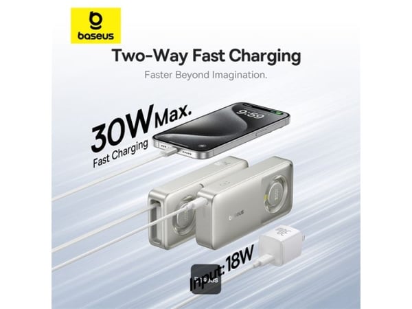 Baseus P10073701843-00, 10000 mAh, Lithium-Ion (Li-Ion), 30 W, Grå