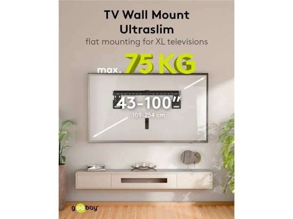 Goobay Ultraslim TV-veggfeste Basic FIXED (XL), svart (70822)