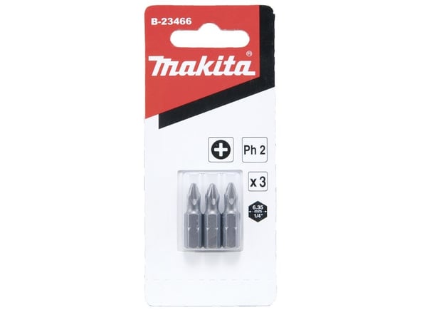Makita - Spiss for skrutrekker - 3 deler - phillips - PH2 - heksagonal - lengde: 25 mm