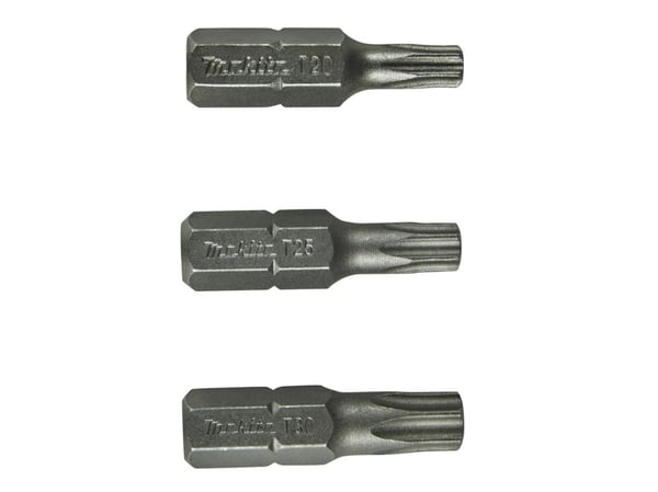 Makita - Spissett for skrutrekker - 3 deler - torx - T20, T25, T30 - heksagonal - lengde: 25 mm