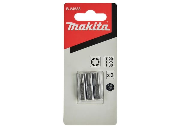 Makita - Spissett for skrutrekker - 3 deler - torx - T20, T25, T30 - heksagonal - lengde: 25 mm