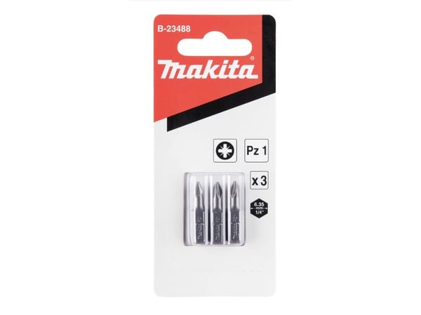 Makita - Spiss for skrutrekker - 3 deler - pozidriv - PZ1 - heksagonal - lengde: 25 mm