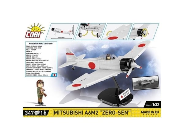 COBI Mitsubishi A6M2 "Zero-Sen", Byggsats, 3 År, 347 styck