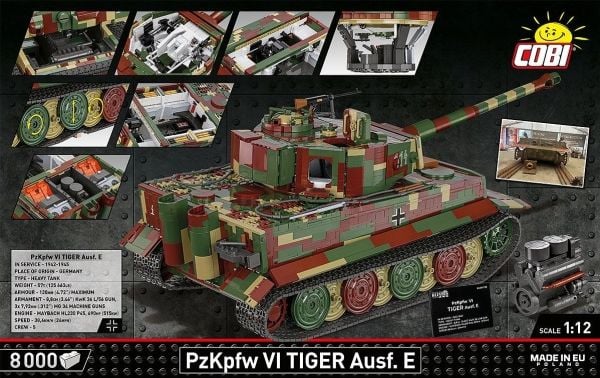 COBI PzKpfw VI Tiger Ausf. E - Executive Edition, Byggesett, 12 år, Plast, 8000 stykker, 12 kg