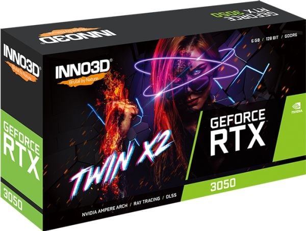 INNO3D GeForce RTX 3050 TWIN X2 OC, GeForce RTX 3050, 6 GB, GDDR6, 96 bit, 7680 x 4320 piksler, PCI Express x16 4.0