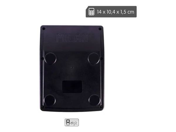 Milan 151708BL, Desktop, Grunnleggende, 8 sifre, Batteri/Solcelle, Svart