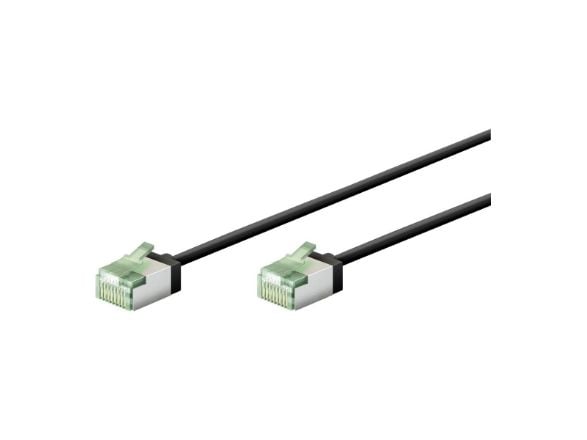 goobay - Koblingskabel - RJ-45 (hann) til RJ-45 (hann) - 15 cm - 3.8 mm - U/UTP, uskjermet - CAT 8.1 - halogenfri, flertrådet, slank - svart