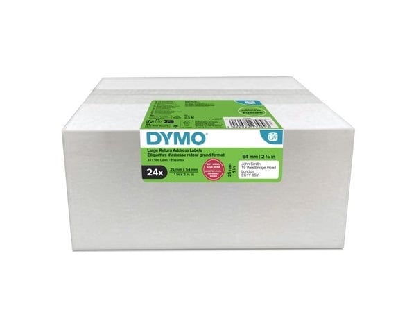 DYMO 2223589, Hvit, Papir, Forest Stewardship Council (FSC), 5,4 cm, 2,5 cm, 12000 stykker