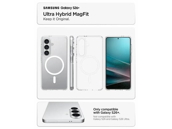 Spigen Ultra Hybrid (MagFit), Etui, Samsung, Galaxy S26+, 17 cm (6.7"), Gjennomsiktig, Svart