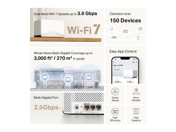 Mercusys , Hvit, Innvendig lys, Mesh system, 30 dBmW, Dobbelbånd (2.4 GHz / 5 GHz), Wi-Fi 6 (802.11ax)