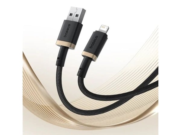 Baseus P10377801U01-00, 1 m, Lightning, USB A, Hankjønn, Hankjønn, Svart, Gull