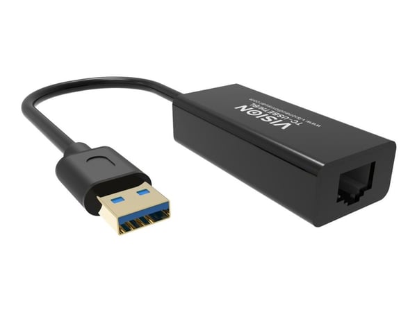 Vision TC-USBETH/BL - Nettverksadapter - USB 2.0 - Gigabit Ethernet x 1 - svart