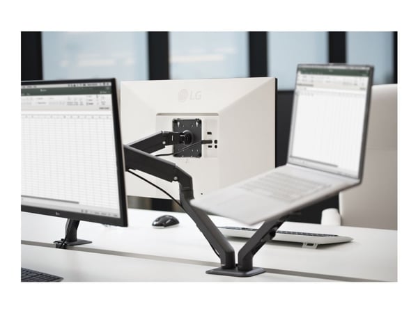 Vision VFM-DAD/4 - Monteringssett - justerbar arm - for 2 LCD-skjermer eller LCD-skjerm og bærbar datamaskin / nettbrett - aluminium, stål - matt s...
