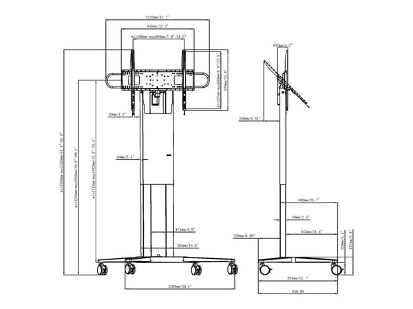 Vision VFM-F50T - Vogn - motorisert - for 2 LCD/plasma-paneler - låsbar - stål, aluminium - matt svart - skjermstørrelse: 55"-86"
