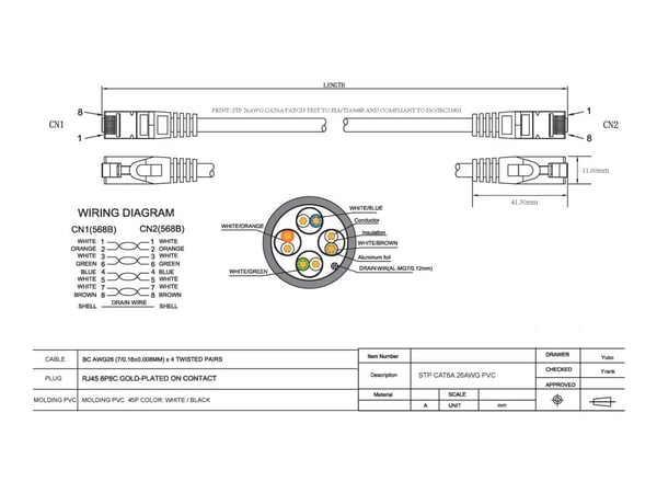 Vision - Koblingskabel - RJ-45 (hann) til RJ-45 (hann) - 1 m - 6.2 mm - STP - CAT 6a - formstøpt, uten hindringer - hvit