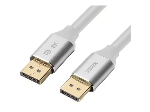 Vision - DisplayPort-kabel - DisplayPort (hann) til DisplayPort (hann) - DisplayPort 1.4 - 2 m - 8K 60Hz støtte - hvit