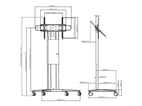 Vision VFM-F51T - Vogn - for 2 LCD/plasma-paneler - motordrevet - stål, aluminium - matt svart - skjermstørrelse: 55"-86"