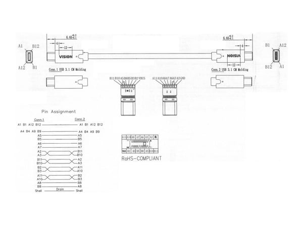Vision - USB-kabel - USB-C (hann) til USB-C (hann) - USB 3.2 Gen 1 - 3 A - 2 m - Støtte for DP Alt-modus - hvit