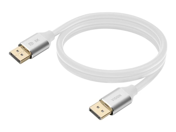 Vision - DisplayPort-kabel - DisplayPort (hann) til DisplayPort (hann) - DisplayPort 1.4 - 2 m - 8K 60Hz støtte - hvit