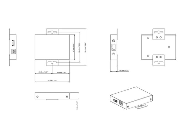 Vision TC-HDMIIPTX/3 - KVM / lyd / infrarød forlenger - sender - over CAT 6 - USB - opp til 150 m