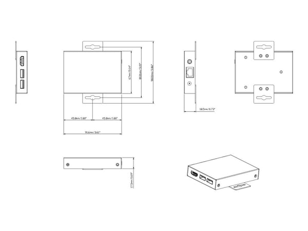 Vision TC-HDMIIPRX/3 - KVM / lyd / infrarød forlenger - mottaker - over CAT 6 - USB - opp til 150 m