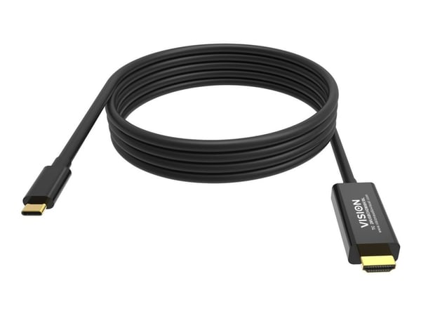 Vision TC 2MUSBCHDMI8K/BL, Svart, USB C, 2 m, Hankoppling, Hankoppling, Rak