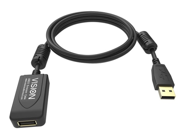 Vision Professional - USB-forlengelseskabel - USB (hann) til USB (hunn) - USB 2.0 - 5 m - aktiv inline-forsterker - svart