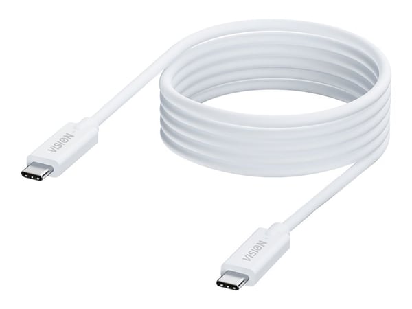 Vision - USB-kabel - USB-C (hann) til USB-C (hann) - USB 3.1 Gen 1 - 3 A - 4 m - hvit