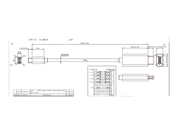 Vision TC 2MUSBCHDMI8K/BL, Svart, USB C, 2 m, Hankoppling, Hankoppling, Rak