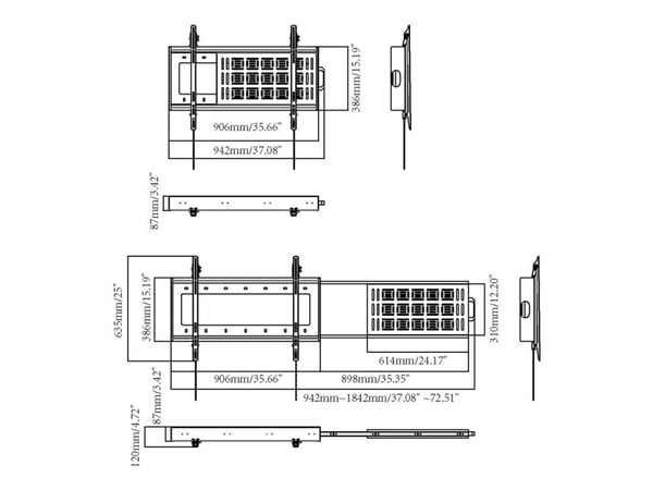 Vision VFM-W8X6S - Monteringssett (veggmontering) - tungt, vippebart - for flat panel / mini PC - kaldvalset stål - svart - skjermstørrelse: 47"-90"