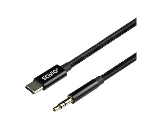 Savio cl-188, 3.5mm, Hankjønn, USB Type-C, Hankjønn, 2 m, Svart