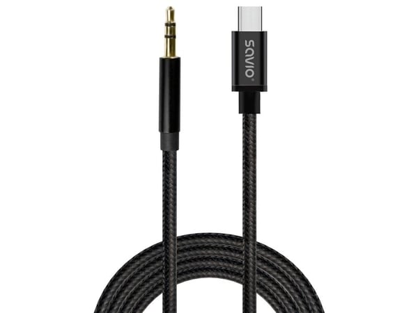 Savio cl-188, 3.5mm, Hankjønn, USB Type-C, Hankjønn, 2 m, Svart