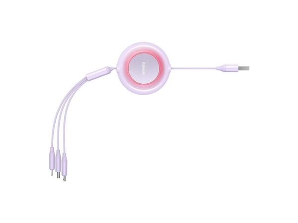 Baseus Bright Mirror 2 3-i-1 USB-kabel, mikro-USB / Lightning / USB-C, flat, 3,5A, 1,1m (lilla)